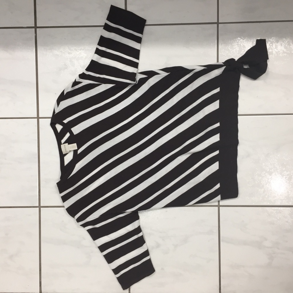 Chico’s brown and white striped top
